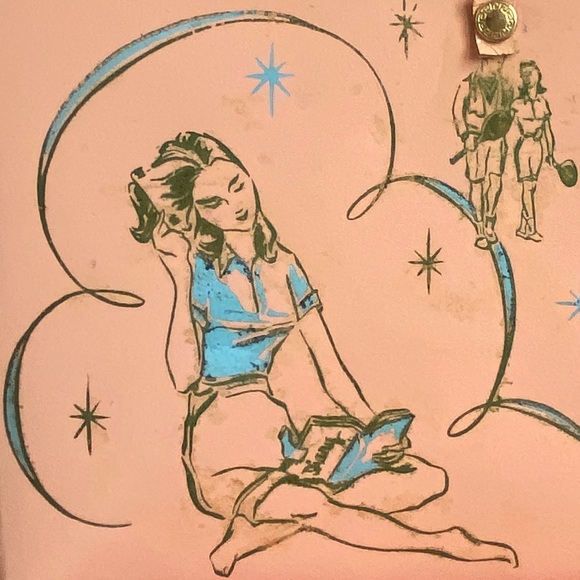 SOLD RARE 60s Jewelry Box Vintage Princess Pink Velvet Lined Retro Atomic Starbu - Picture 4 of 8